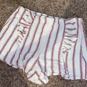 NWOT game day shorts with ruffles and pinstripes